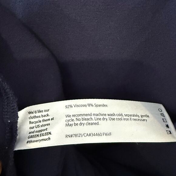 Eileen Fisher Navy Blue V-Neck Stretch Shift Dress – Size XS - Picture 4 of 4